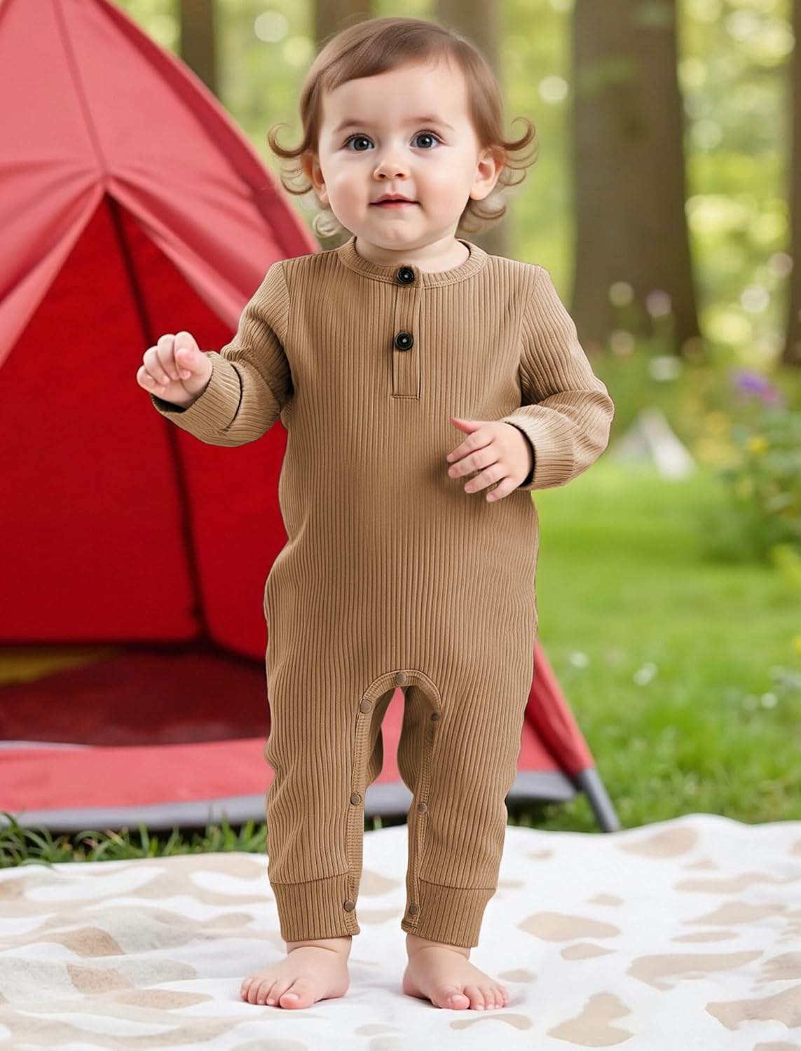 Drobee Baby Girls Clothes Solid Long Sleeve Buttoned Newborn Onesie Romper Infant Knitted Outfits 0-24 Months - Image 4