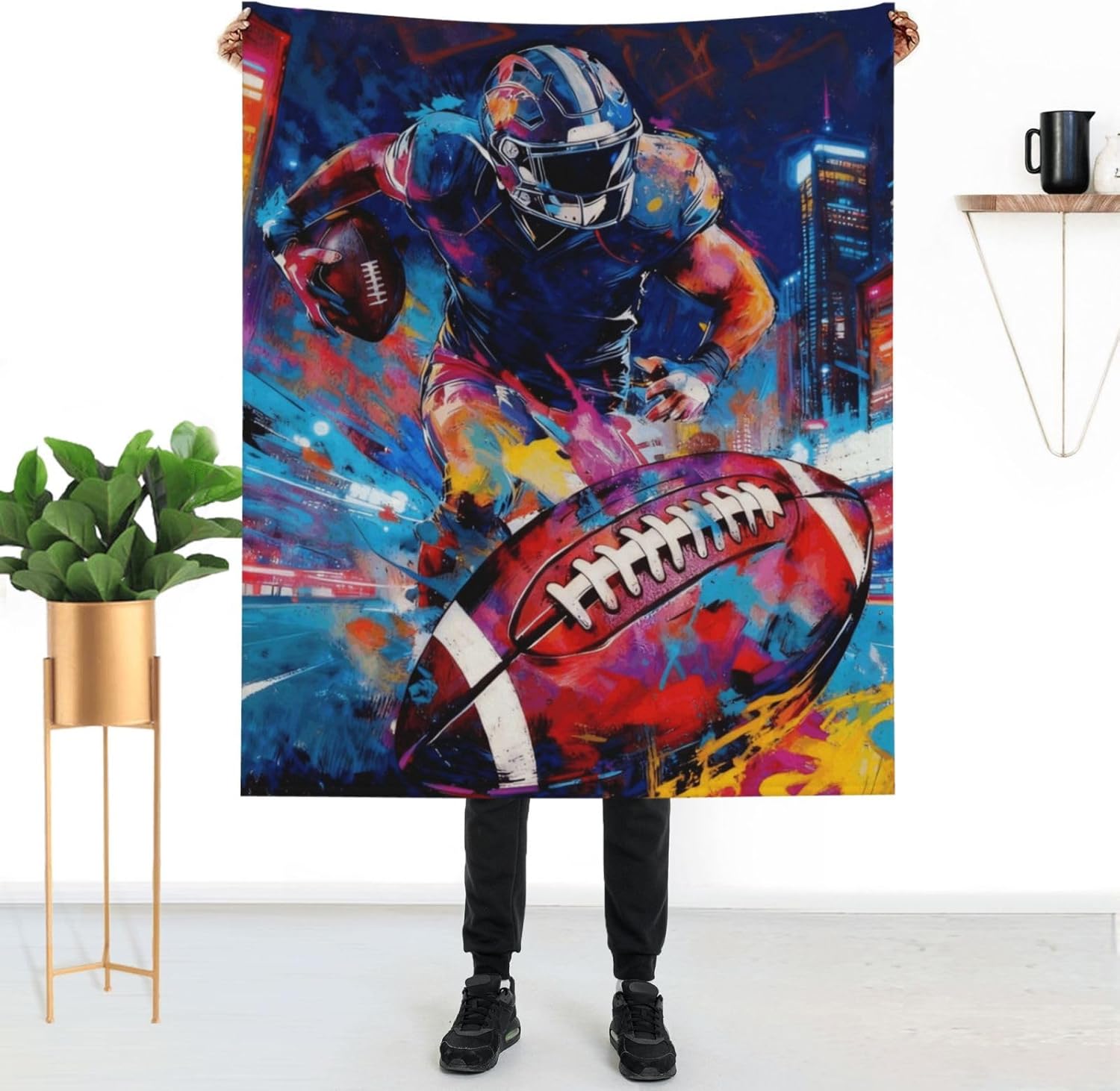 Football Rugby Blanket Gifts for Dad Boys Men Women Girls Birthday Christmas Rugby Theme Decor Home Bedroom Living Room Sofa Couch Soft Cozy Kids Adults Teen Fleece Throw 50"x60" - Image 2