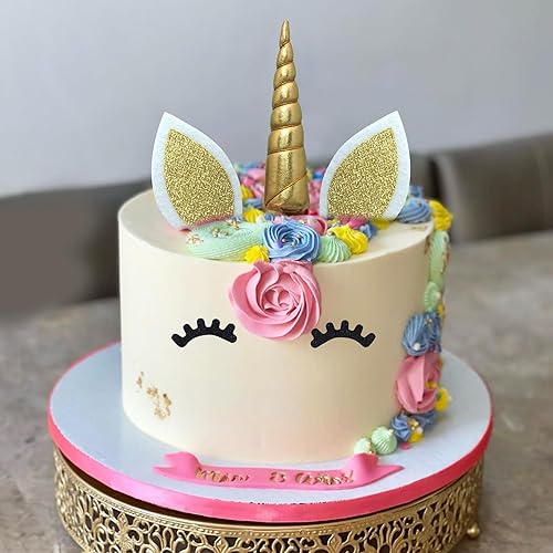 Miniatura 6 de 38 piezas de decoración de pastel de unicornio con bolas de flores, estrellas, unicornio, decoración de pastel de feliz cumpleaños (flor)