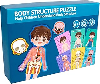 Human Body Model For Kids Juniors Puzzles Human Anatomy Puzzle Montessori Body Parts Puzzle Toys To Learn Human Body Muscles Skeleton For Kids Aged 3+ AzA513 (Blue, One Size)