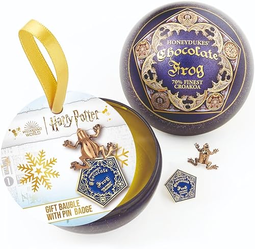 Adorno de Navidad oficial de Harry Potter de rana de chocolate con insignia de alfiler, Estaño, Sin gemas.