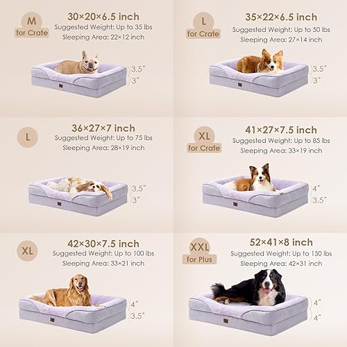 Miniatura 5 de EHEYCIGA Cama ortopédica para perros de tamaño grande, 36 x 27 x 7 pulgadas, cama grande de espuma viscoelástica con lados, forro impermeable y