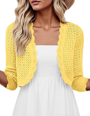Halife Womens Bolero Shrug 3/4 Sleeve Cropped Cardigan for Dresses S-XL