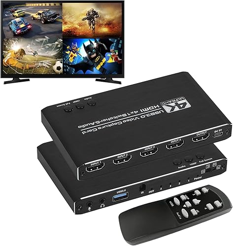 Tarjeta de captura de video HDMI USB 3.0 de 4 canales 1080P 60fps Caputre de video para grabación de juegos de mesa multicanal, transmisión en vivo