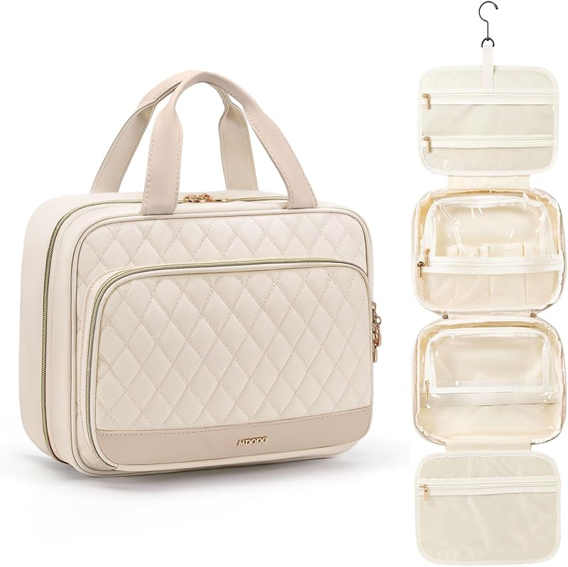 Necessaire de viagem MDODO com gancho, organizador de cosméticos, bege