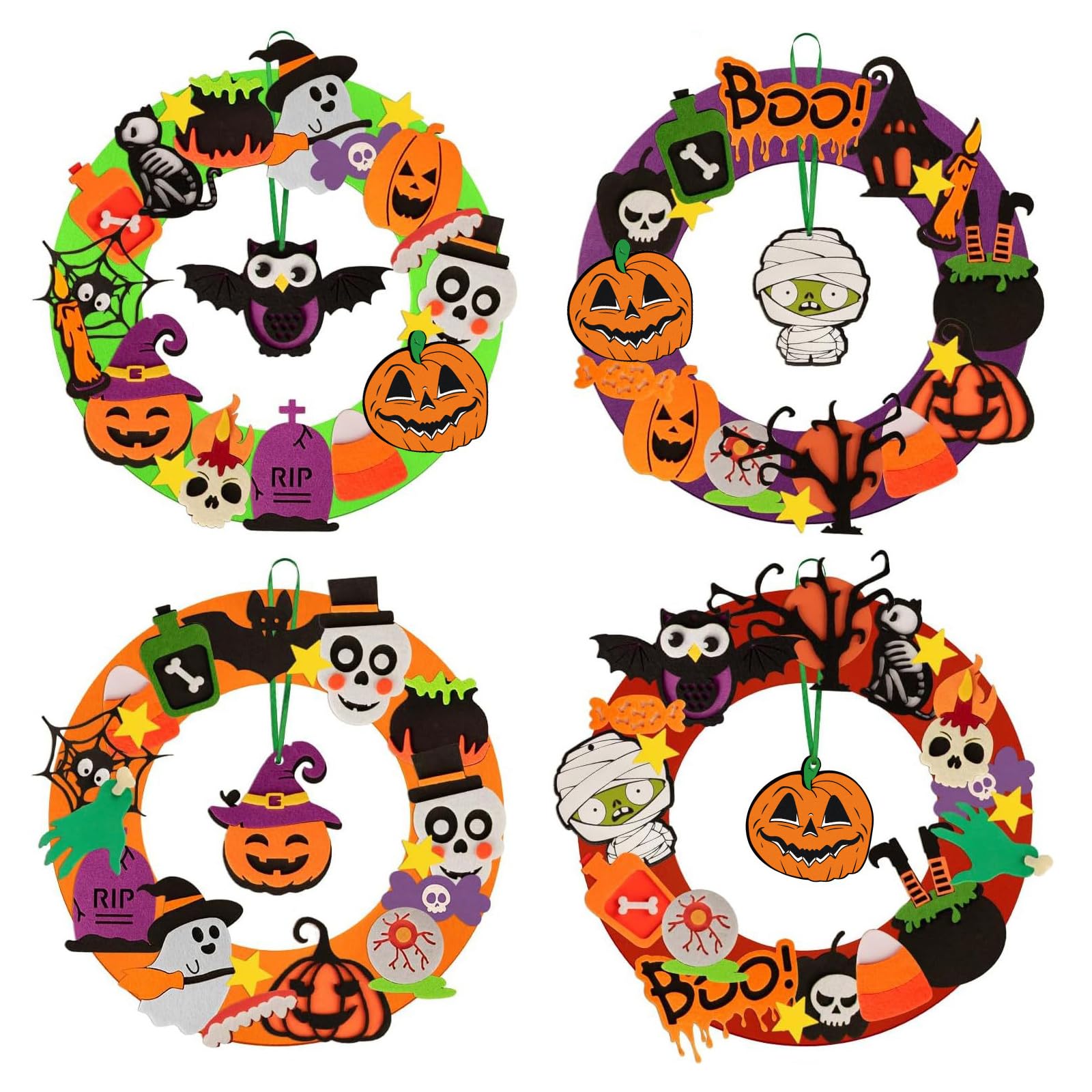 Gfamous Halloween Wreath Craft Kits for Kids DIY Felt Making