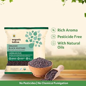 Organic Tattva Black Mustard Seeds, Whole Spices, 7 oz, USDA Certified