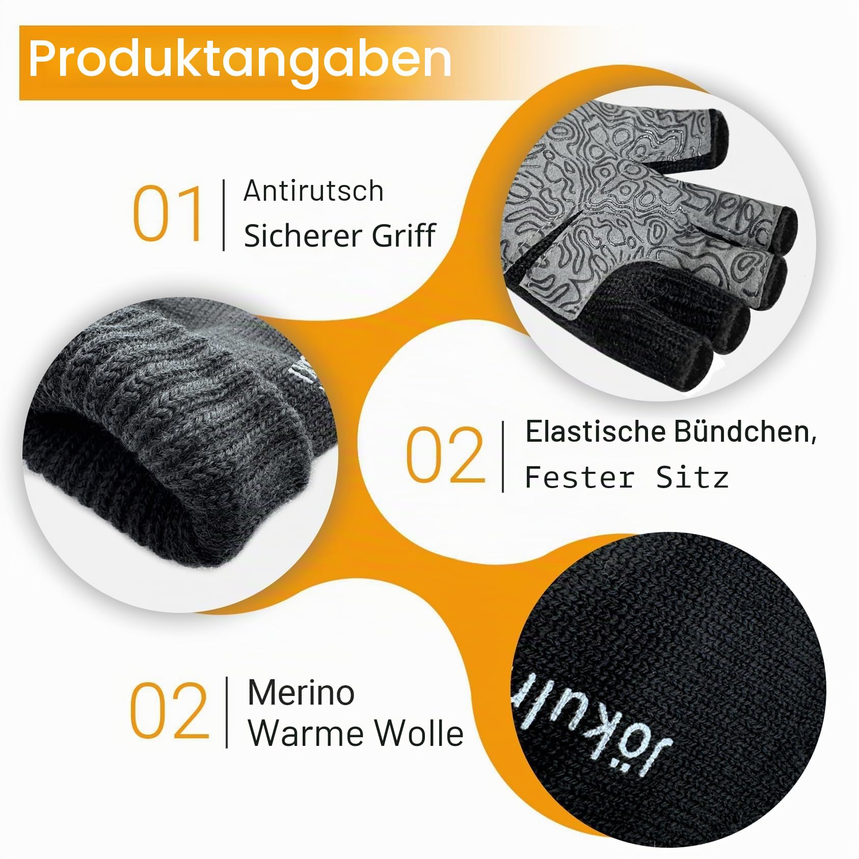 Jökulríki Merinowolle Fingerlose Handschuhe Warm für Männer und Frauen Kaltes Wetter Winter Handschuh