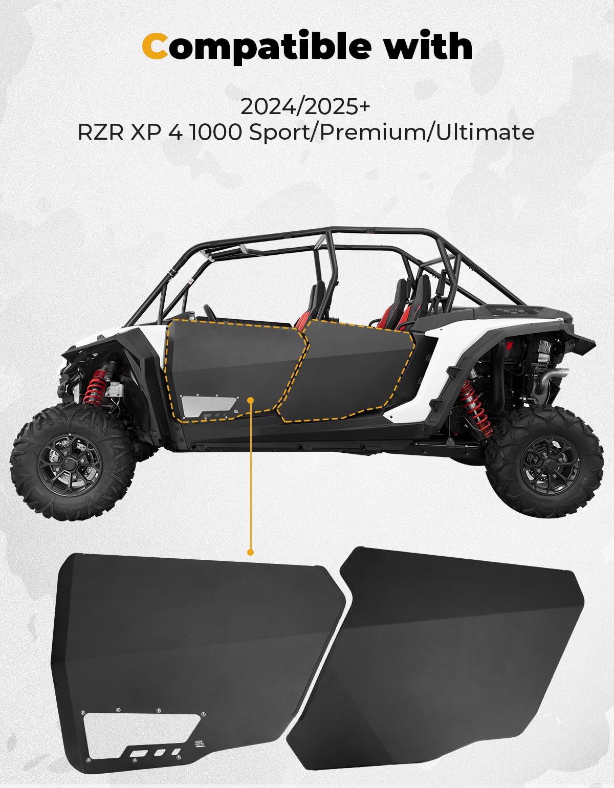 KEMIMOTO 2024/2025+ XP 4 1000 Aluminum Half Door with Removable PC Window to Widen Perspective Compatible with 2024/2025+ Polaris RZR XP 4 1000, Lower Door Panels Accessories 4PCS