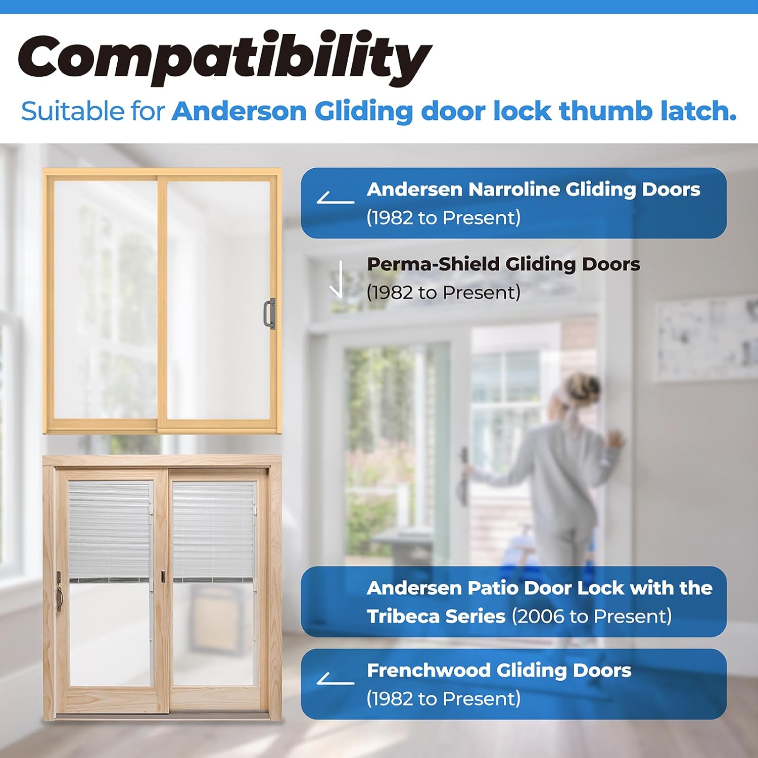 Replacement Andersen Gliding Door Thumb Latch Compatible with Andersen Sliding Glass Door Lock, Fits for Andersen Narroline Gliding, Frenchwood Gliding Doors and Perma-Shield Gliding Doors - Brown