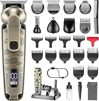 VGR 095 Beard Trimmer for Men, 7 in 1 Waterproof Cordless Hair Clipper T Blade Trimmers Set, Electric Razor Shaver Beard Trimmer Grooming Kit for Nose Body Ear Face Mustache