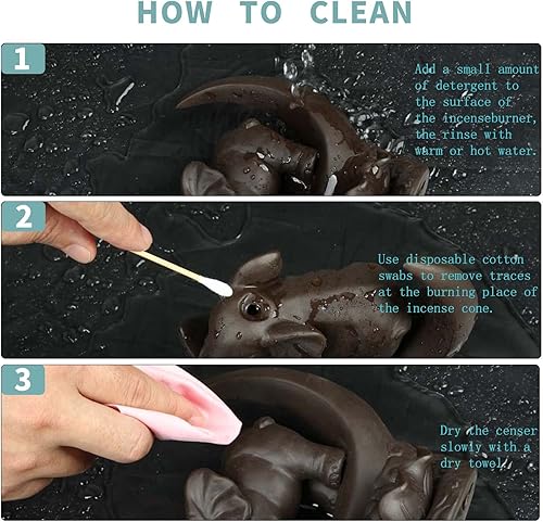 Miniatura 5 de Quemador de incienso de reflujo de elefante con 20 conos de incienso, 30 varillas de incienso, 1 pinza, 1 estera, regalo para decoración del hogar