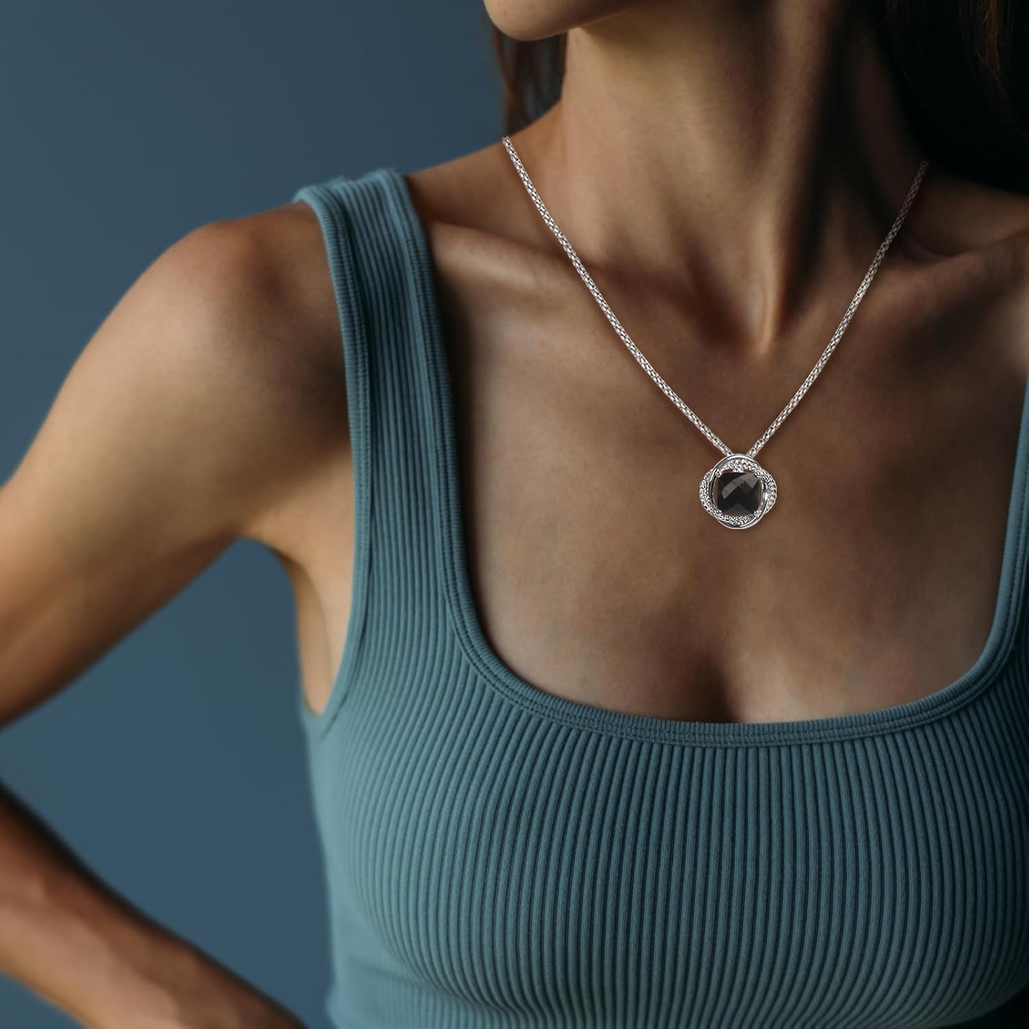 Designer Inspired Jewelry Twisted Cable Wire Necklace Fashion 10 MM Cubic Zirconia Pendant Necklace for Women Gift - Image 3