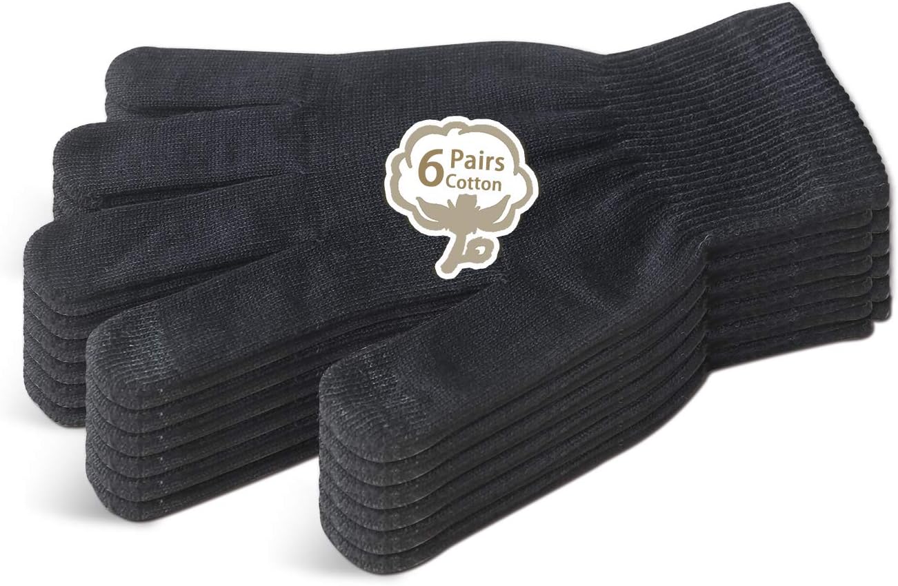 White Cotton Gloves for Dry Hands 12 Pairs Moisturizing