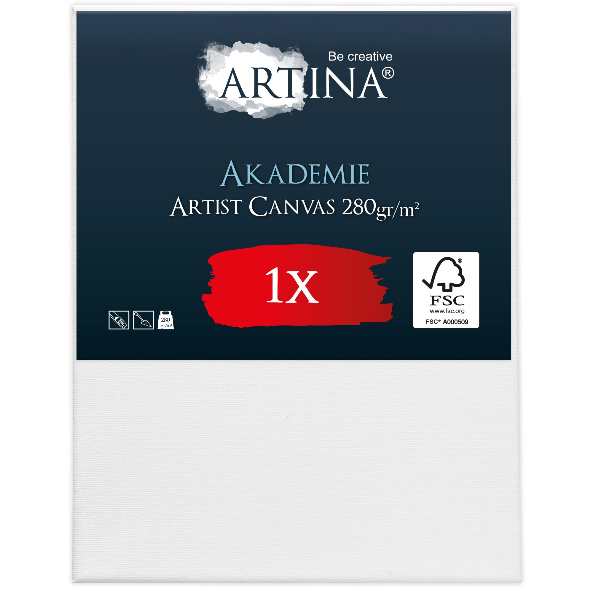 Artina Canvas Toile Peinture Grand Format 80x100 cm – Tableau Peinture Châssis Entoilés en Bois FSC© – Tableau a Peindre Blanche 100% Coton 280g/m² – Toiles à Peindre Stable Akademie
