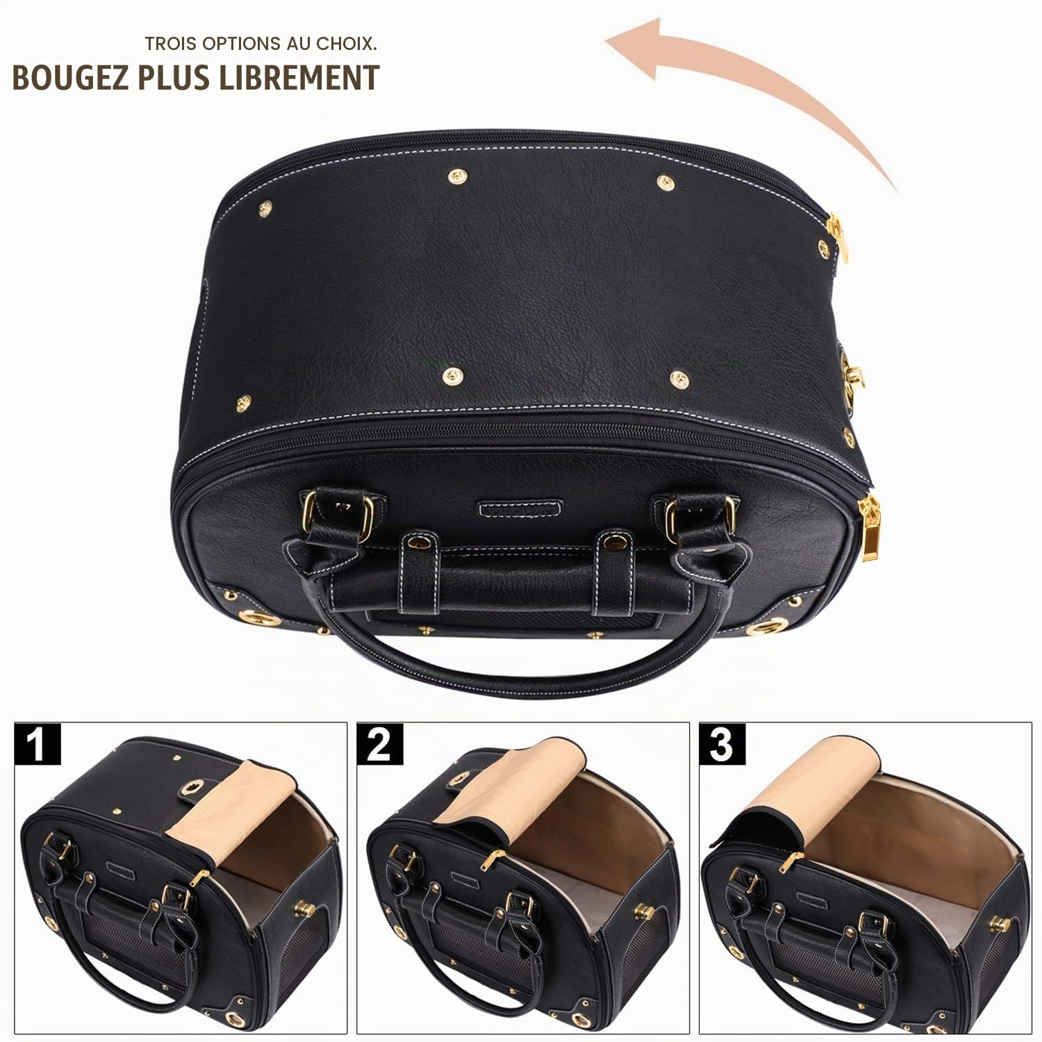 Sac de Transport pour Chien, Sac de Transport pour Animal Domestique, Sac de Transport Pliable et imperméable en Cuir synthétique de qualité supérieure pour Chat et Petit Chien, pour la