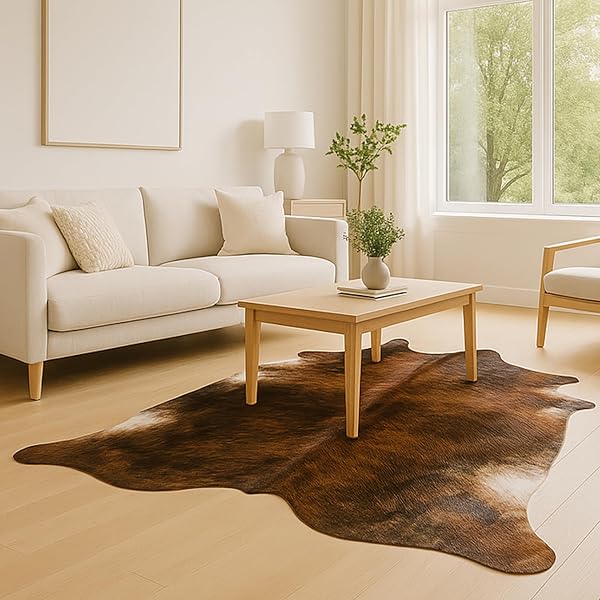 Rustic Cowhide Rug Ideas for Living Room Texture 27 Authentic Dark Brindle Cowhide Rug