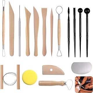 Töpferwerkzeug Set, 17 Stück Keramik Werkzeug, Modellierwerkzeug Ton, Keramik Schnitzen Werkzeug, Clay Keramik Sculpting DIY Grabstichel Kit für Modellbau Schnitzarbeiten Kerzenherstellung