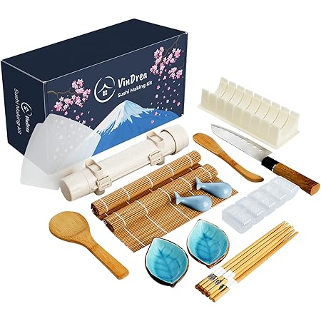 VinDrea Sushi Making Kit For Beginners - Bazooka Roller Kits - Bamboo Rolling Tools - Easy DIY Sushi Maker Set - A Fun Way To Make Your Own Sushi At Home - Enjoy Homemade Sushi With Kids - Gift Sets