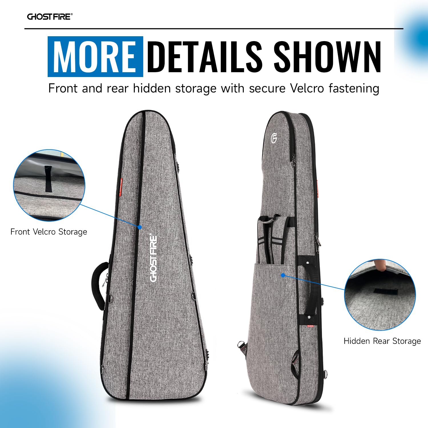 GHOSTFIRE Super dicke High-End Bass Gigbag für Precision/Jazz Bass, Grau | Gepolsterte Tasche für E-Bass, für Präzisions-/Jazz-Bass, wasserdichte Bass-Tasche mit Erweiterungstasche