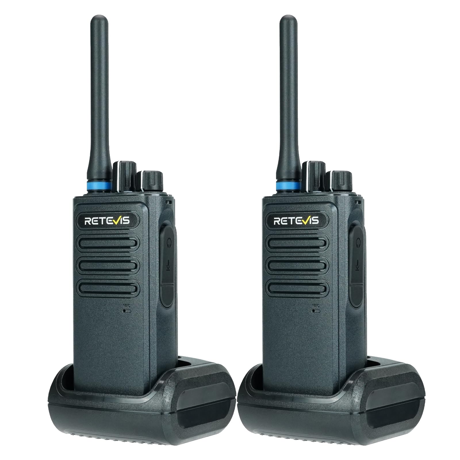 Retevis P1 Walkie Talkie Lungo Raggio, Professionali Ricetrasmittenti DMR Superhet, 2500mAh, Registrazione di 260 ore, Walkie-Talkie per Produzione, Logistica (Nero, 2 Pezzi) | 2500mAh, Registrazione 260 Ore, Superhet, per Produzione e Logistica, Nero, 2