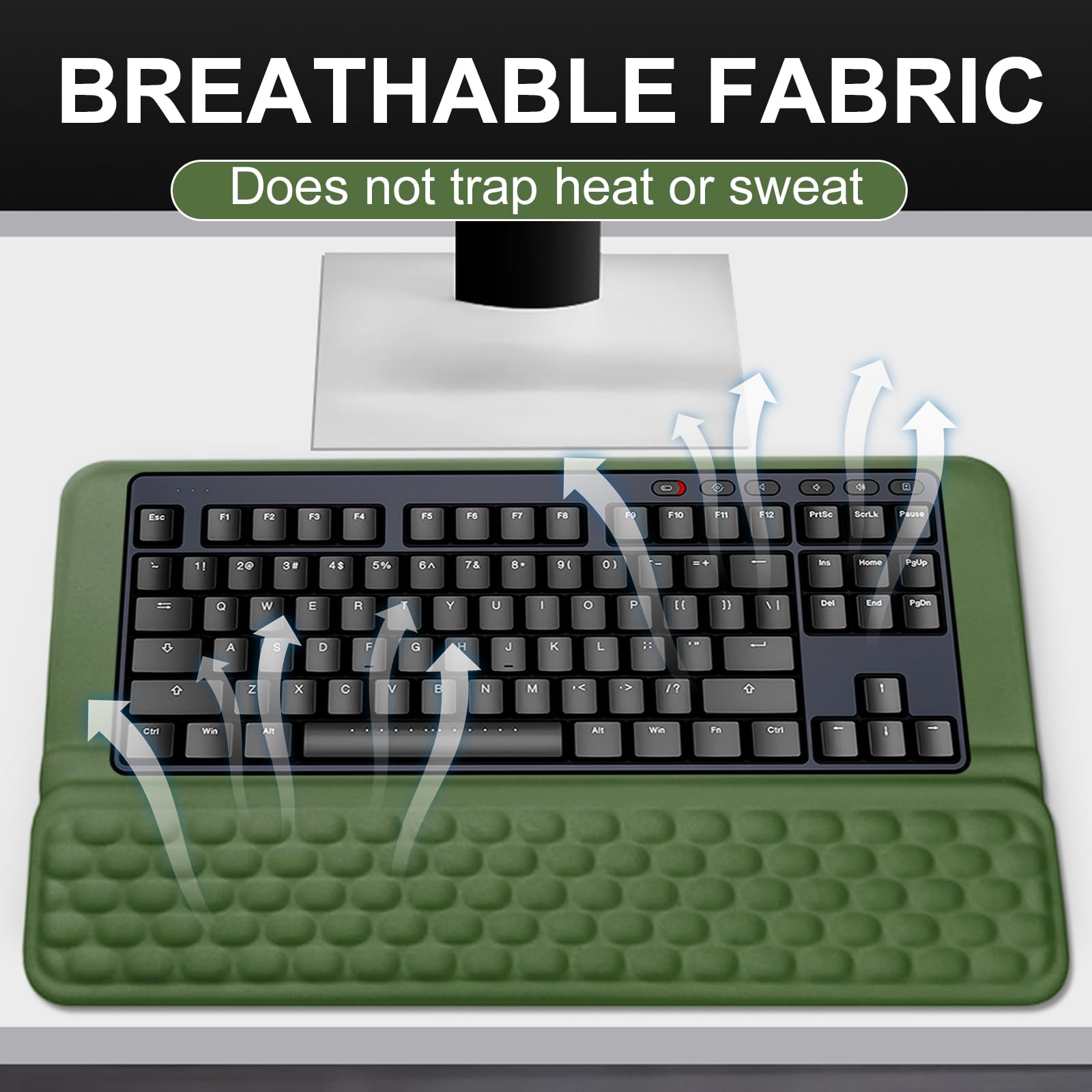 Reposamuñecas para teclado, espuma viscoelástica, reposamuñecas para escritorio con base antideslizante, muñeca y antebrazo, comodidad para aliviar el estrés, para el hogar y la oficina (verde