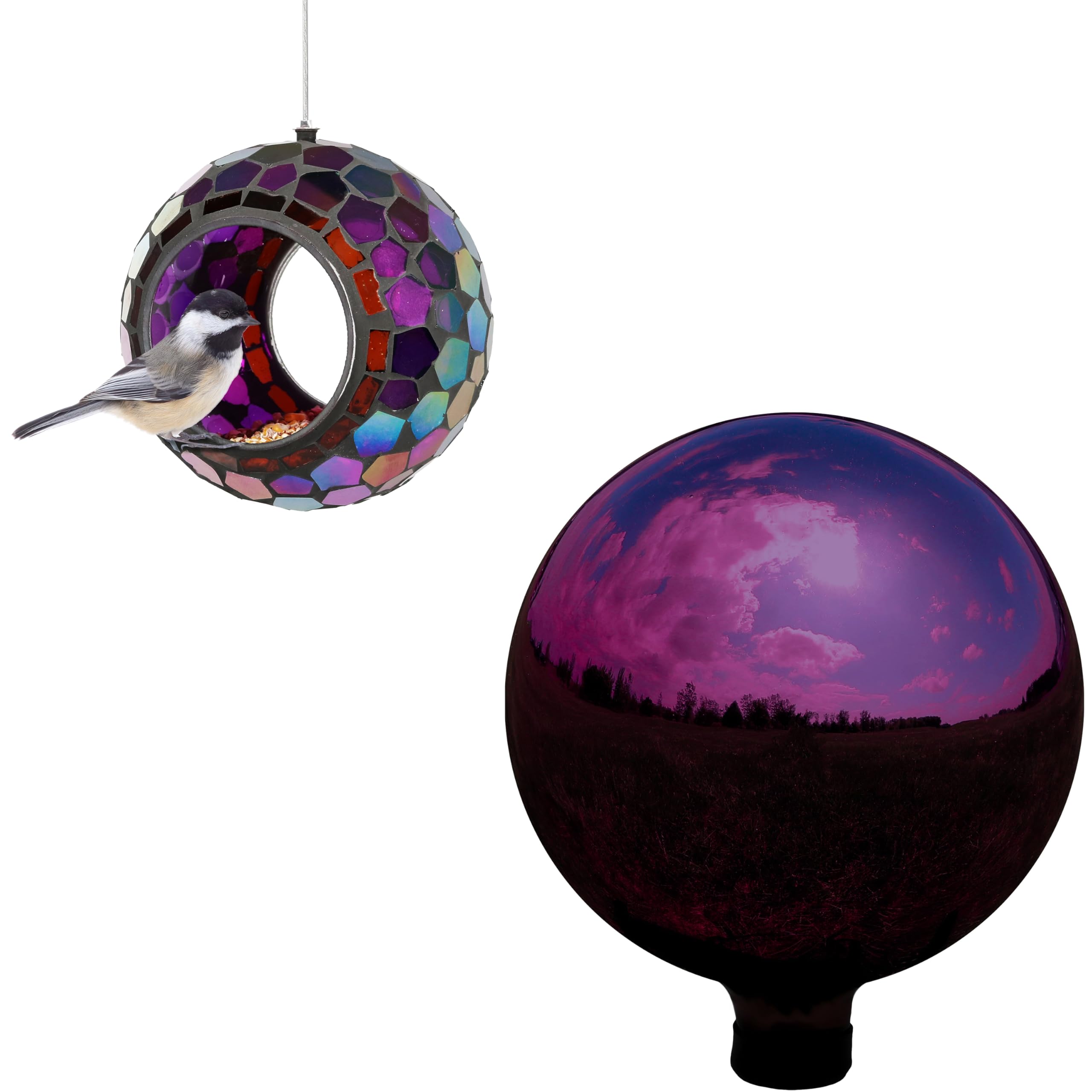 Amazon.com : Sunnydaze 10” Merlot Gazing Ball with Mirrored