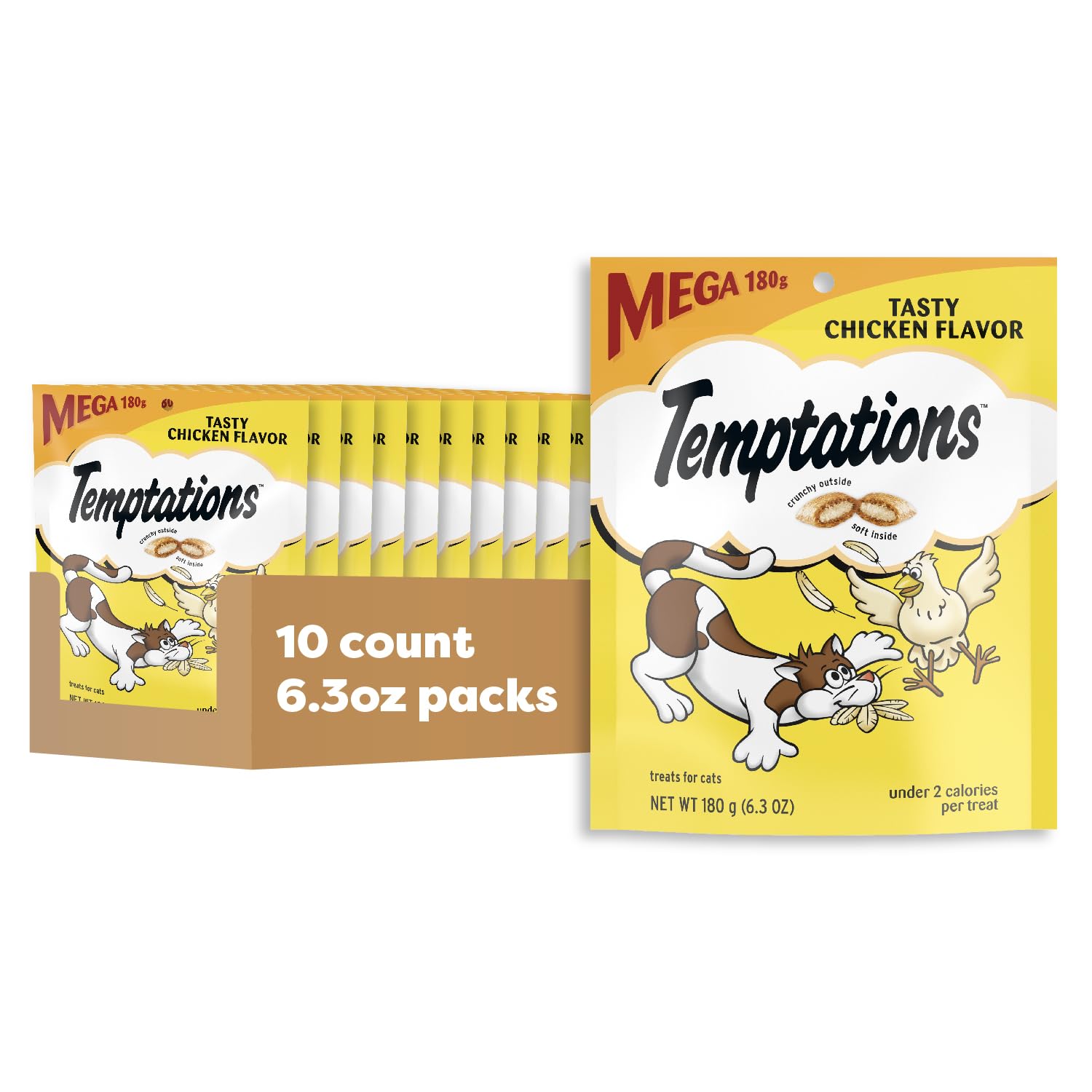 Temptations Classic Crunchy and Soft Cat Treats, Tasty Chicken, 6.3oz, 10pk