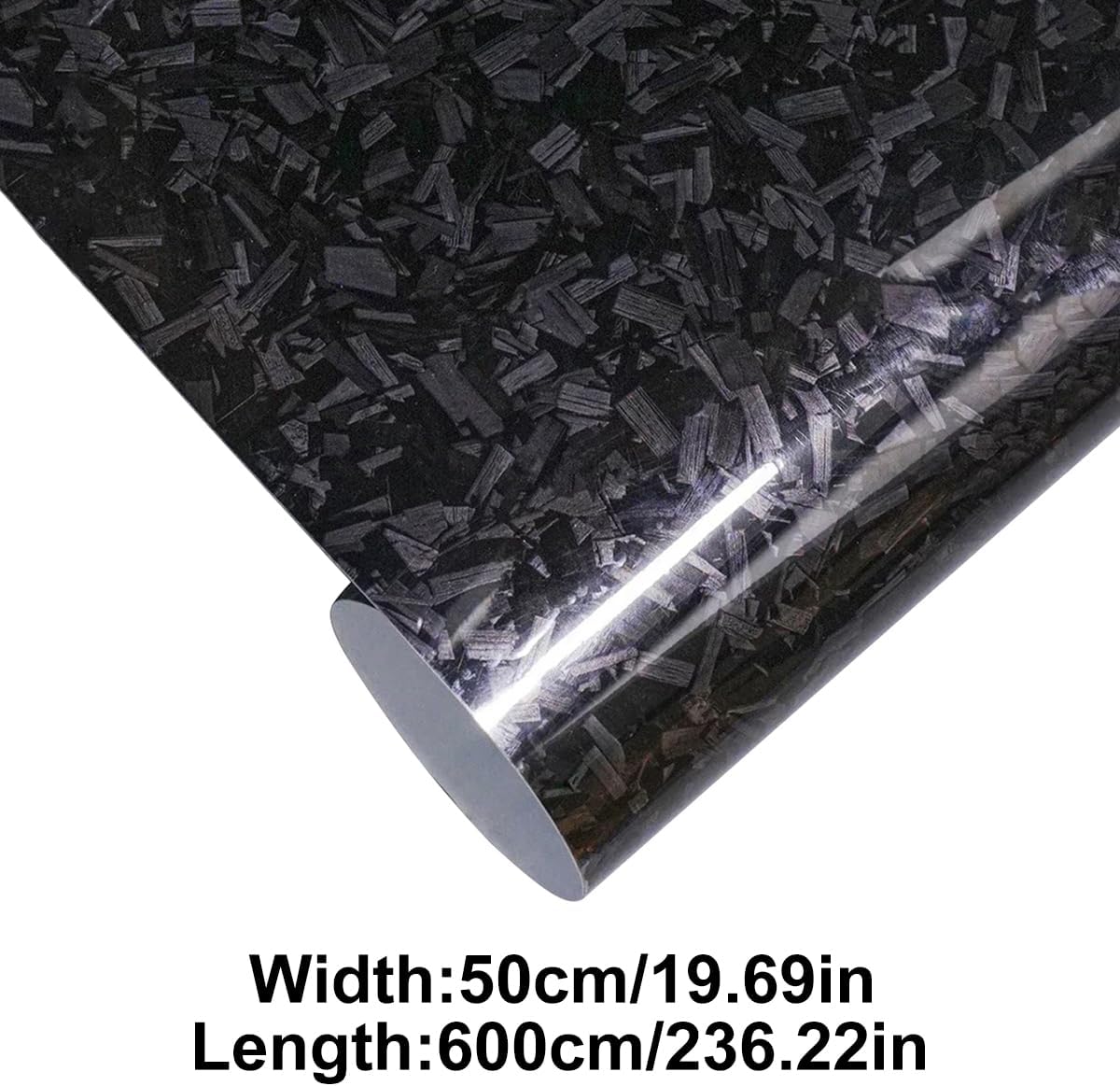 Queenbox 19.6x236.2in Forged Gloss Car Vinyl Wrap, Carbon Fiber Self-Adhesive Auto Decal Sticker for Furniture Motorcycle Bike, Glossy Black