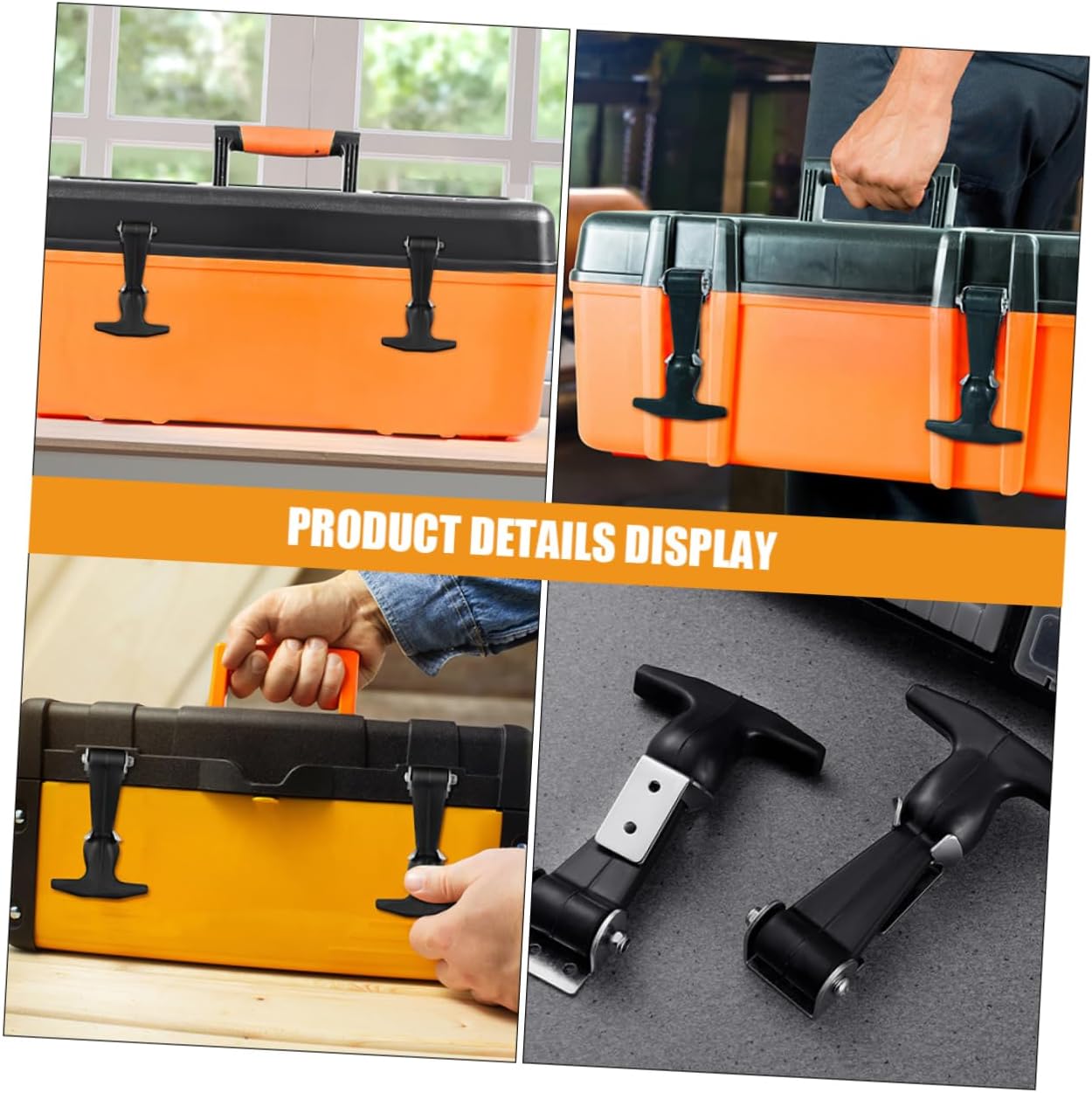 Black Rubber Draw T Handle Latches Hardware 4pcs Set