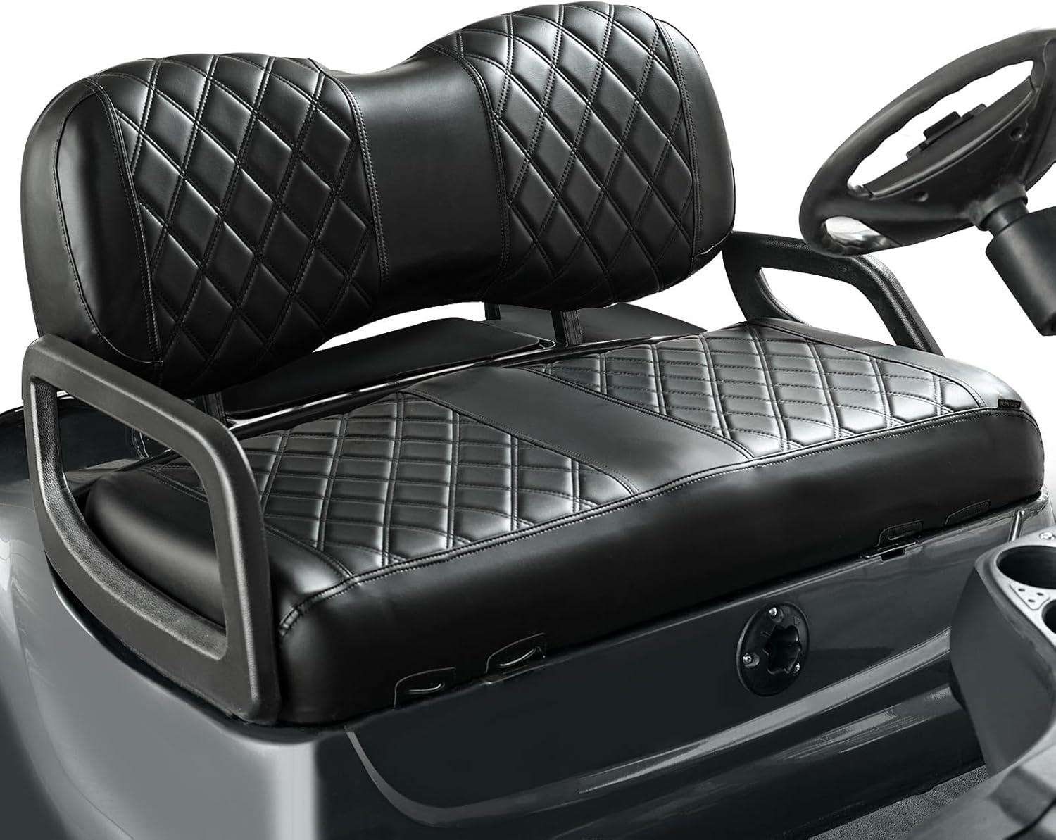 NOKINS Golf Cart Diamond Seat Covers Kit, Fit for Yamaha Drive/Drive2 OEM Standard Front Seat Cushion, No Nails Required & Easy to Clean, Breathable Vinyl Seat Covers (Brown and Brown 8438)