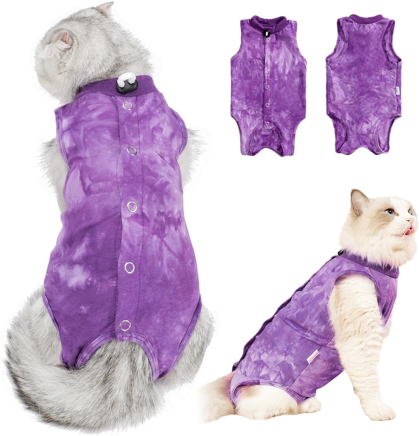 KUTKUT Cat Recovery Suit for Male & Female Surgical Post Surgery Onesie Tie Dye Cats Clothes Neuter Licking Protective Diapers Outfit Cover Kitten Spay Collar Alternative (Size:S, Chest:28cm - 34cm) (B0D8L2MKZC) Amazon Price History, Amazon Price Tracker