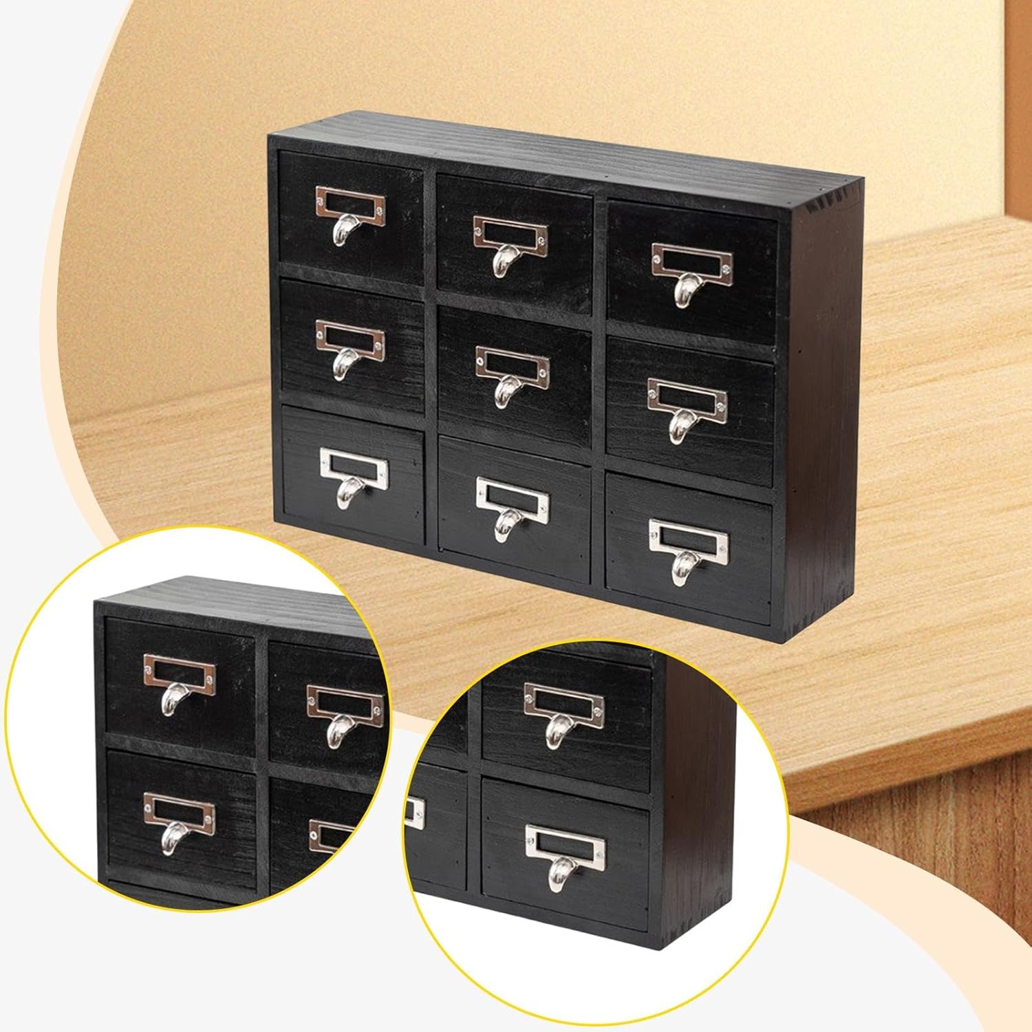 デスクトップ収納キャビネットオーガナイザーカウンタートップオフィス用品木製オーナメント