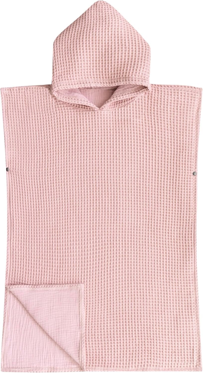 Turtle Cove Kids Microfibre Beach Towel Ponchos Waffle Texture (Pink)
