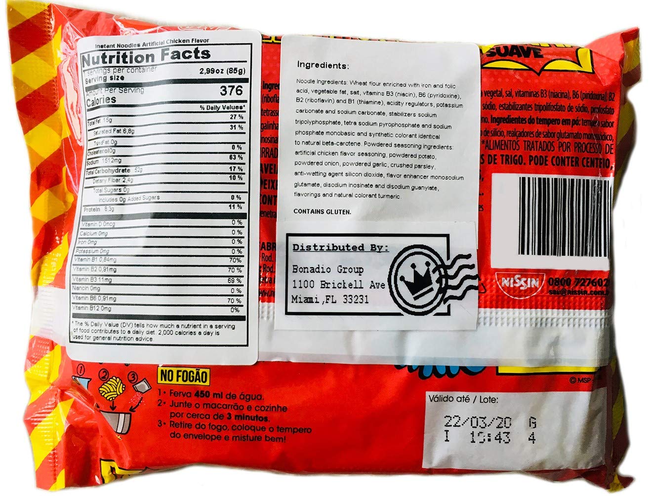 Miojo Macarrão Instatâneo Turma da Monica Sabor Galinha Suave (Pack of 6)