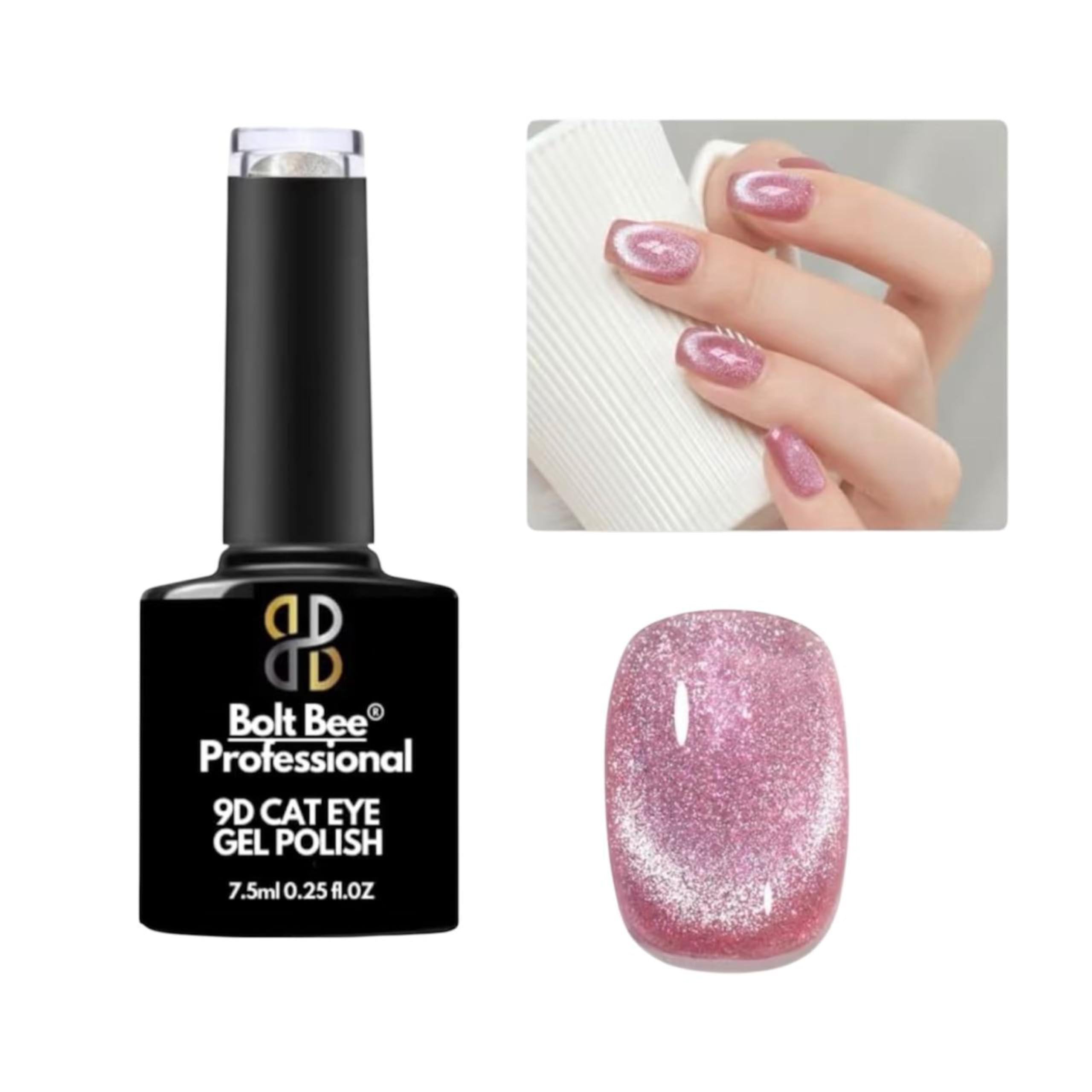 Pink Cat Eye Magnetic Nail Polish Gel | Red UV Soak-Off Gel for Salon & DIY Manicure | Holographic Shimmer Long-Lasting (pink)
