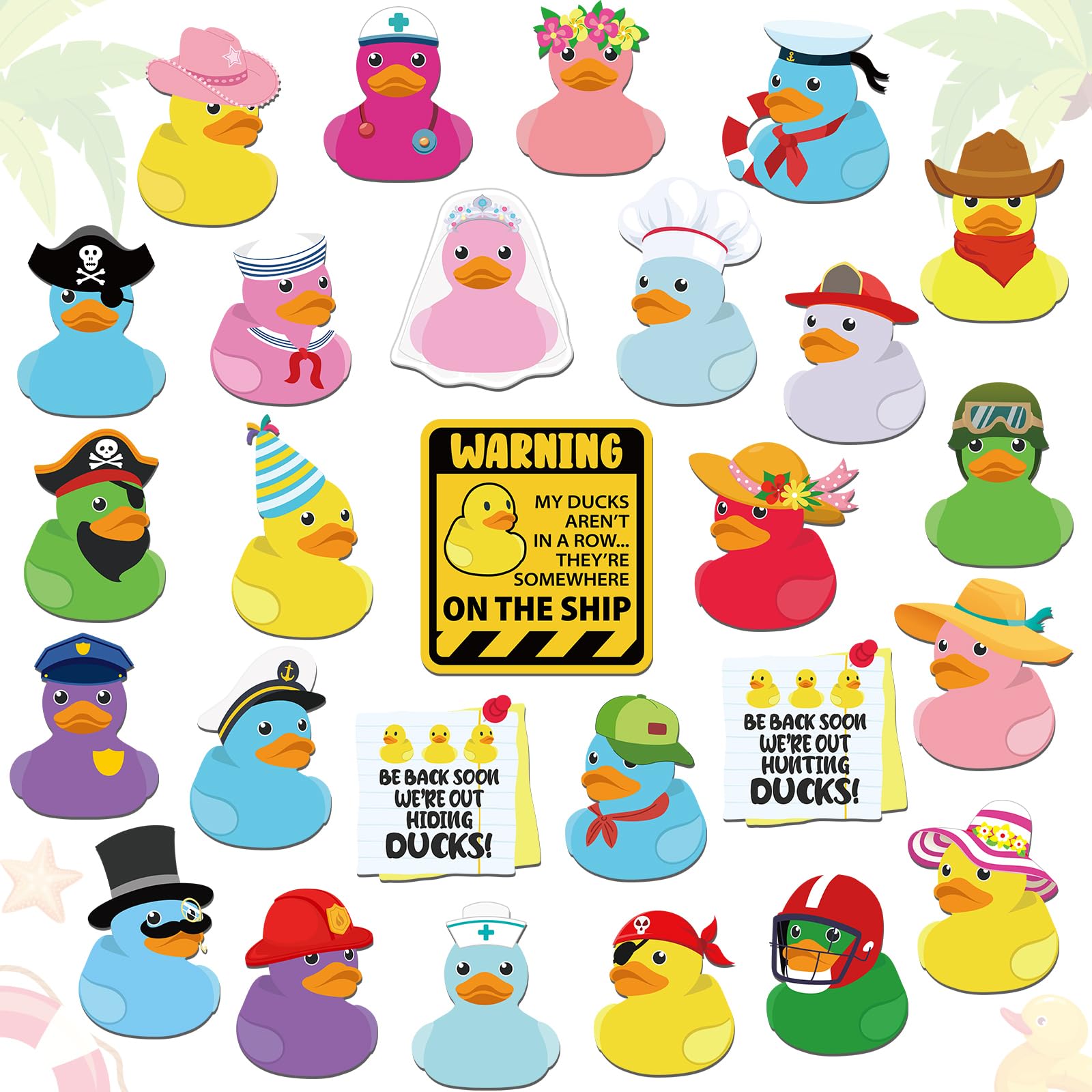 Watersay 27 Pcs Duck Cruise Door Magnet Decorations Ducky Magnetic Stickers Decals Reusable Funny Carnival Cruise Ship Cabin Magnet for Door Decor Car