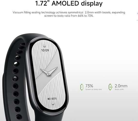 XIAOMI Mi Smart Watch Band 10, 5ATM Waterproof Fitness Step Tracker Sports Digital Smart Watch Health Band for Men Women, 1.72 AMOLED Display, 150+ Sports Modes 24/7 Sleep Monitor (Black)