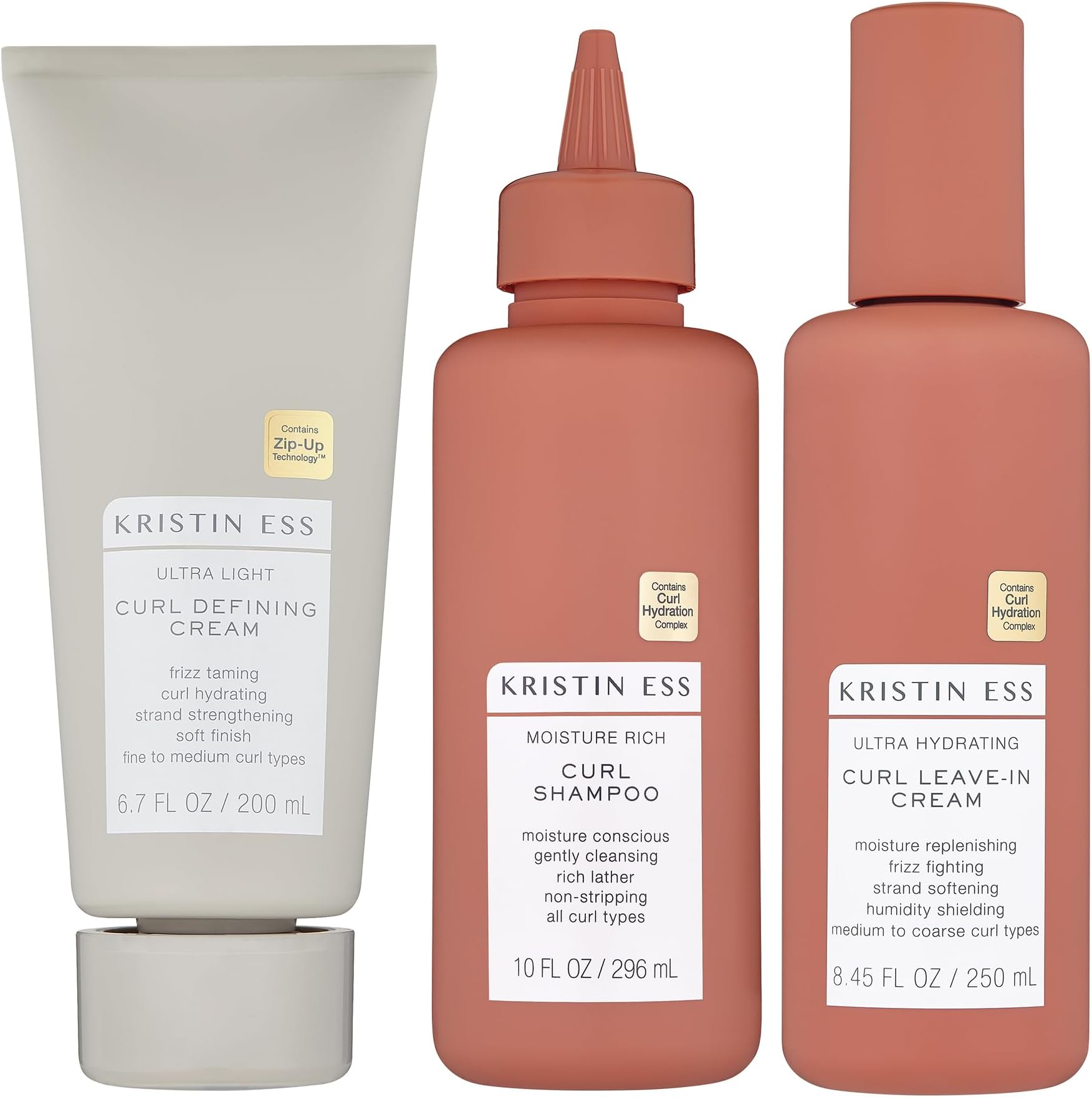 Bouncy Curls Curly Hair Care Set - Moisturizing Shampoo, Hydrating Leave In Conditioner, Ultra Light Curl Defining Cream for Anti Frizz 2A-4C Curls