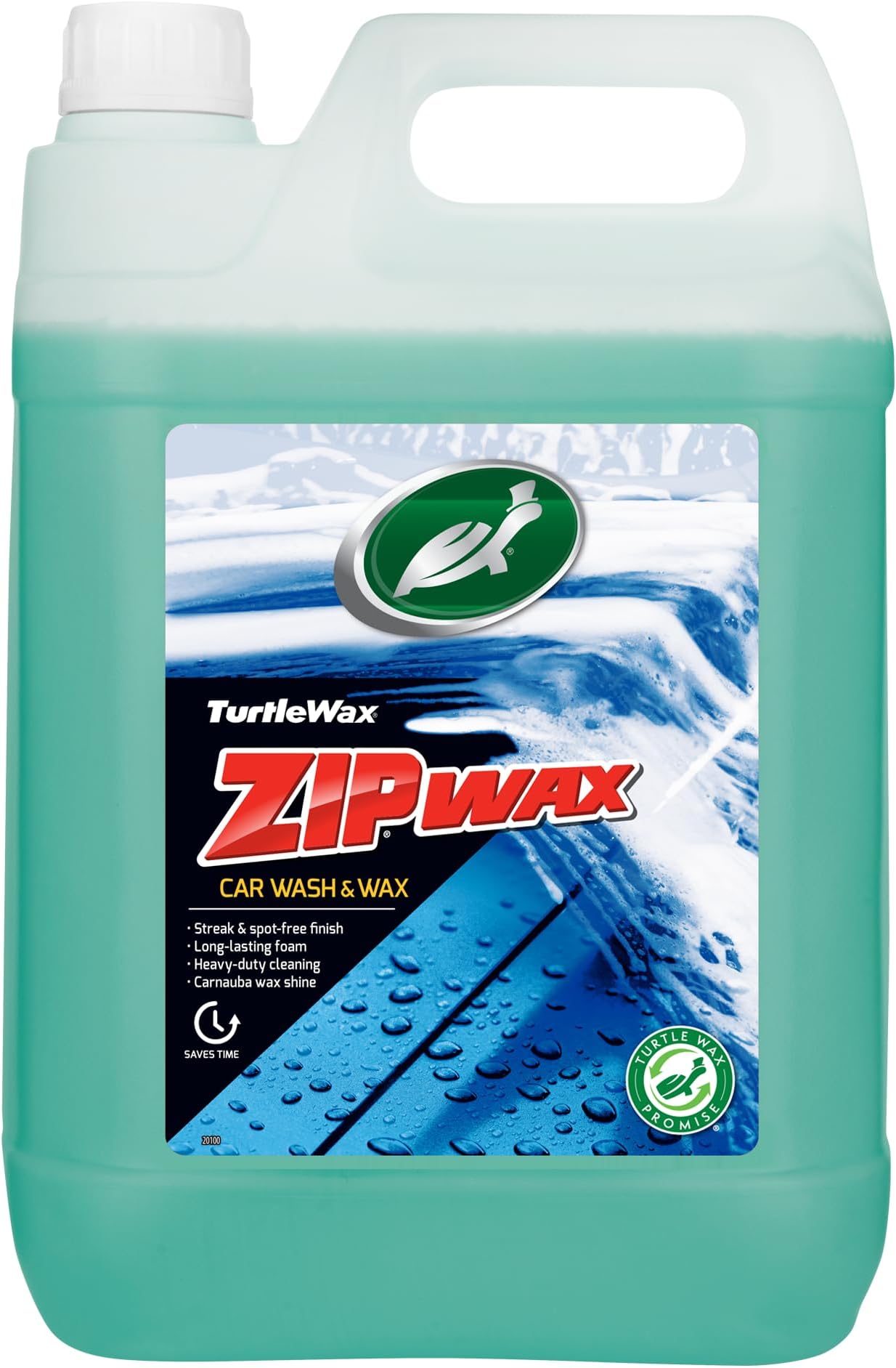 Zip Wax Car Shampoo 5L - Dissolves Tough Stains & Soils with Streak Free Rinsing - Dual Action Concentrated Car Wash & Carnauba Car Wax - Easy to Use, Wash, Rinse & Dry for a Showroom Shine
