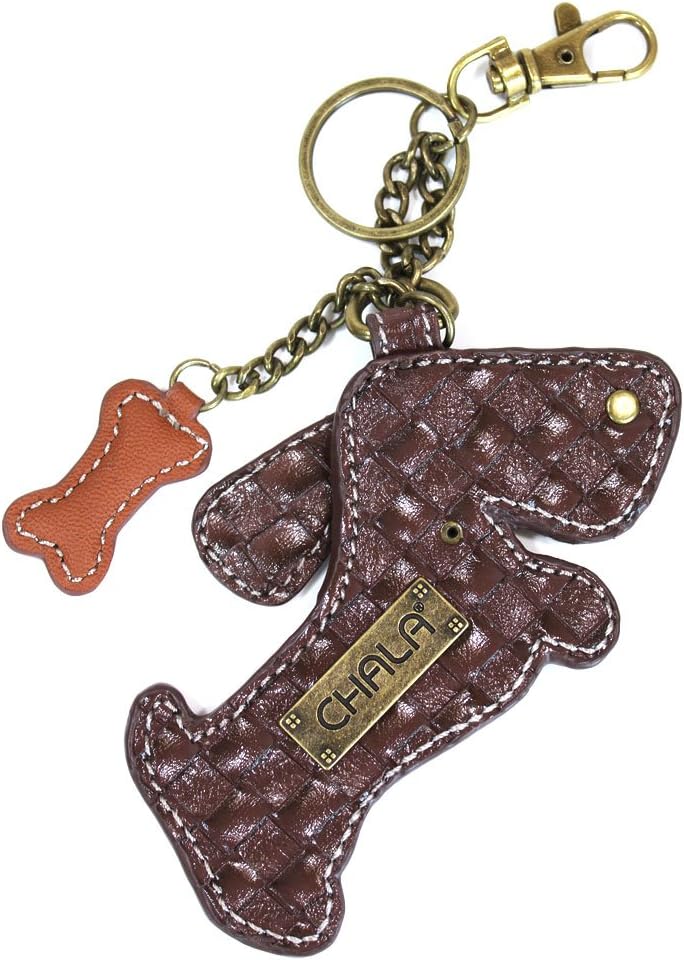 CHALA Patch Crossbody Canvas messenger bags with Animal Coin Purse Mauve (Weiner Dog)