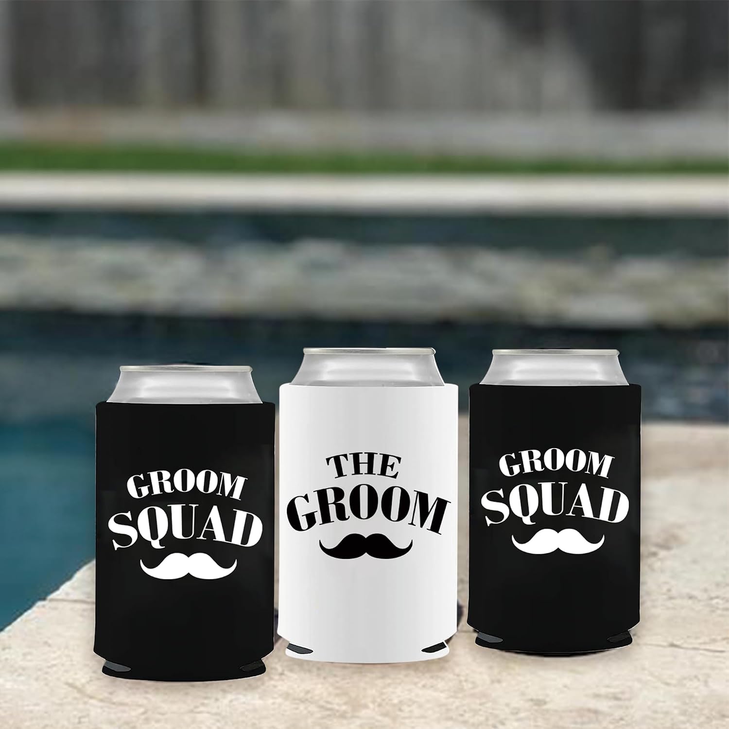 PartyGifts&Beyond 7Pack Groomsmen Can Cooler Groom and Best Man Can Cooler Sleeves for Bachelor Party or Wedding Gift(Beard)
