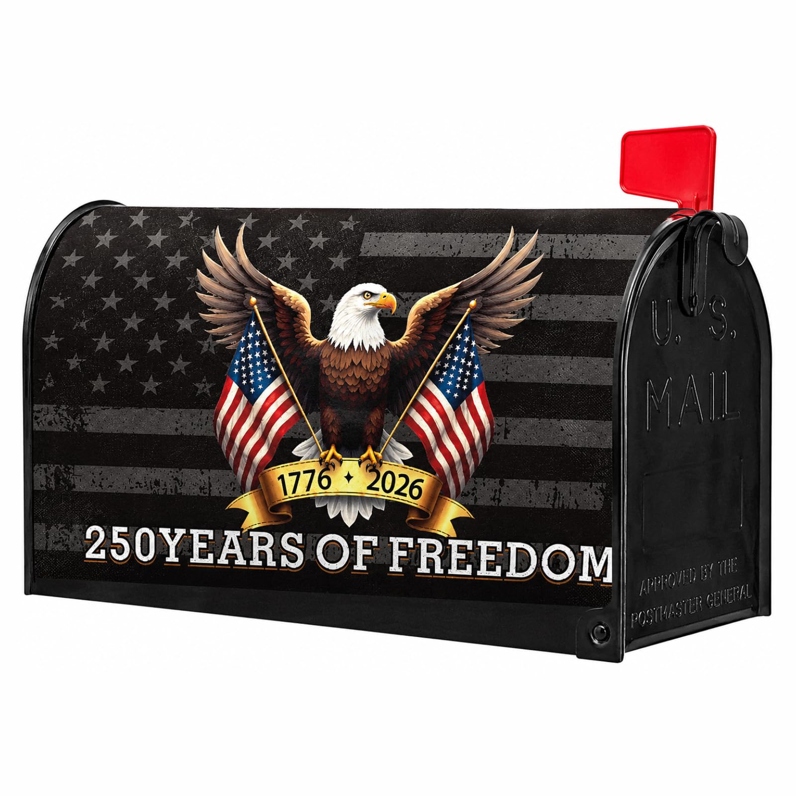 Mailbox Cover, America 250th Anniversary Patriotic Magnetic Wrap for Standard Mailboxes, Outdoor Decor, 18.1″ x 20.9″ (D)