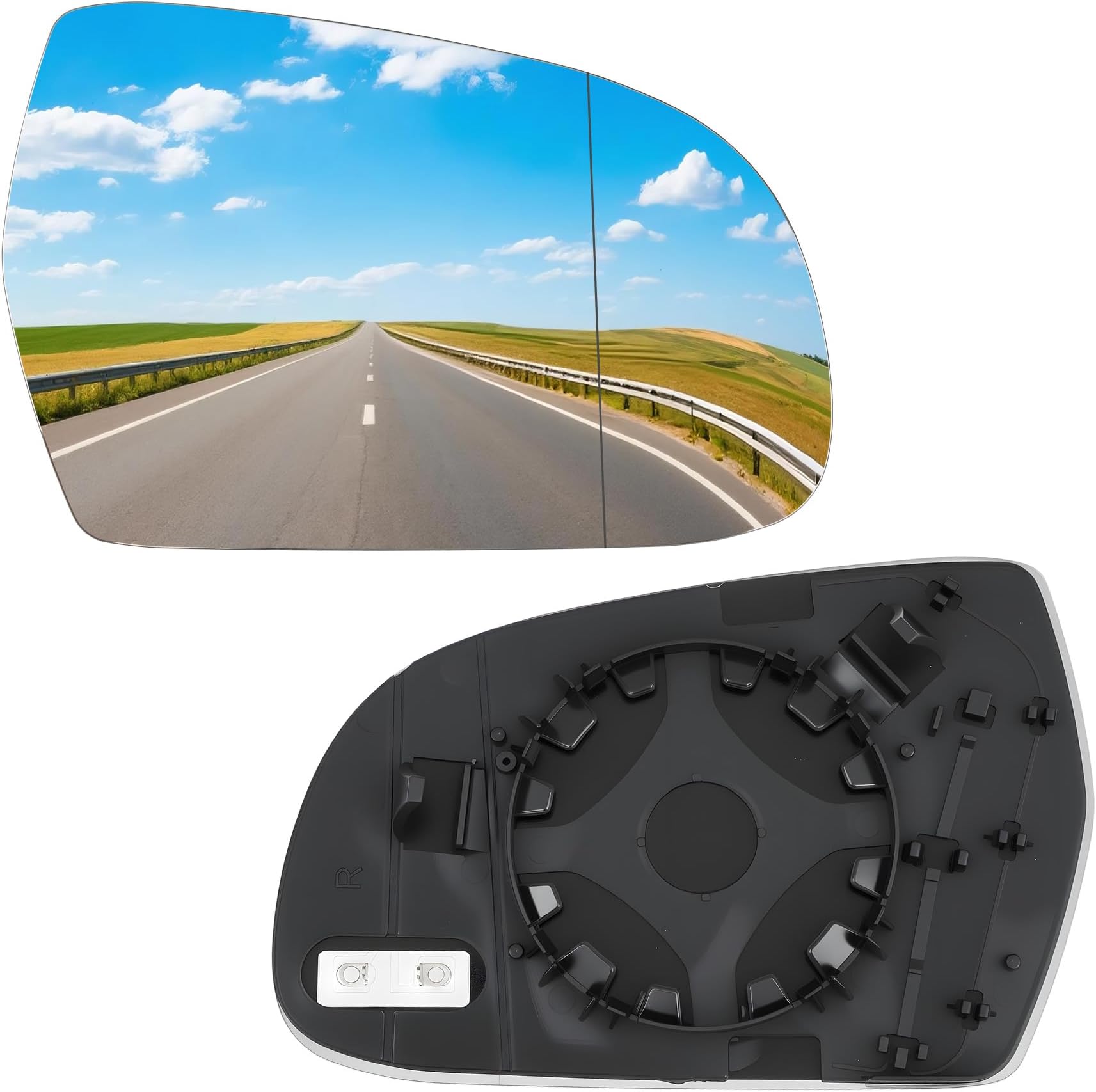 Wing Mirror Glass Right Side Heated Replacement for Audi A3 2010-2013 A4 2010-2015 A5 2009-2016 Aspherical Glass with Backing Plate