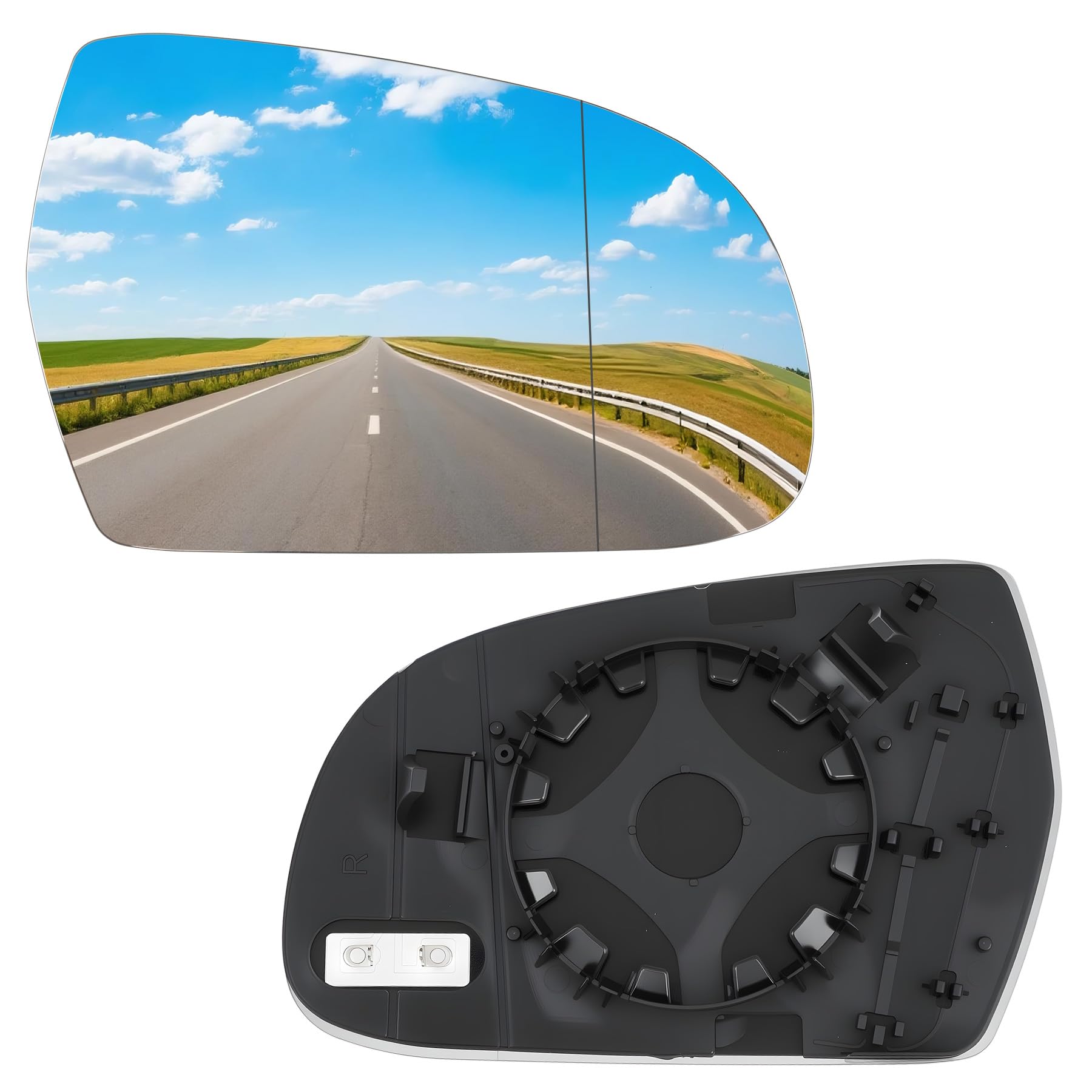 Wing Mirror Glass Right Side Heated Replacement for Audi A3 2010-2013 A4 2010-2015 A5 2009-2016 Aspherical Glass with Backing Plate