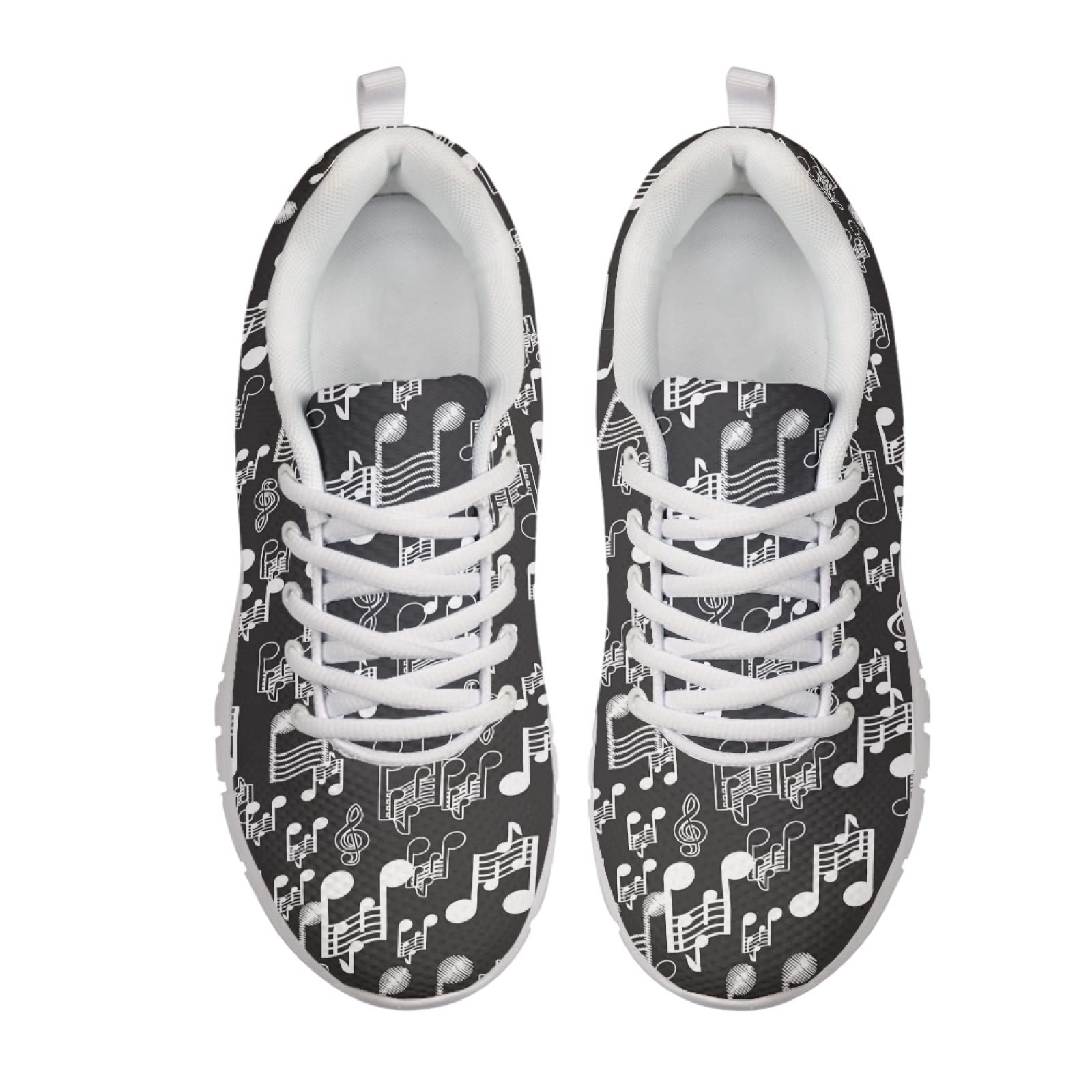 Scarpe da passeggio da donna, leggere, teschi, strisce etniche, mimetiche e comfort per la corsa, Note musicali., 43.5 EU
