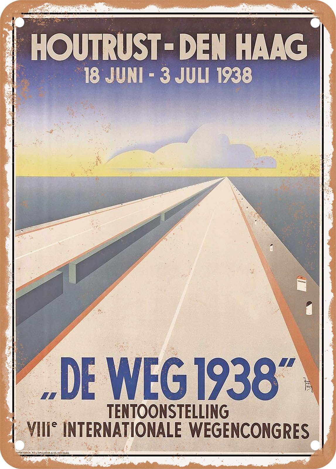 Miaomansenstore Metal Sign - 1938 Houtrust The Hague The Weigh 1938 Vintage Ad Home Decor