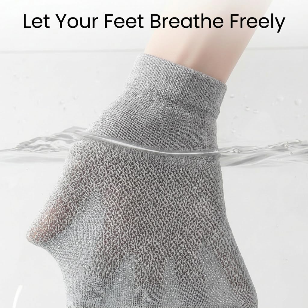 Disposable Ankle Socks, Breathable Mesh Combed Cotton Socks for Men Women (One Size:5-11)