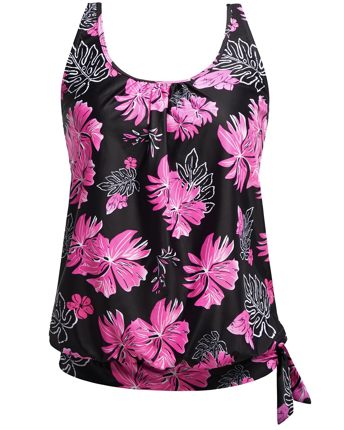 Yonique Womens Blouson Tankini Swim Top Loose Fit Strappy Bathing Suit