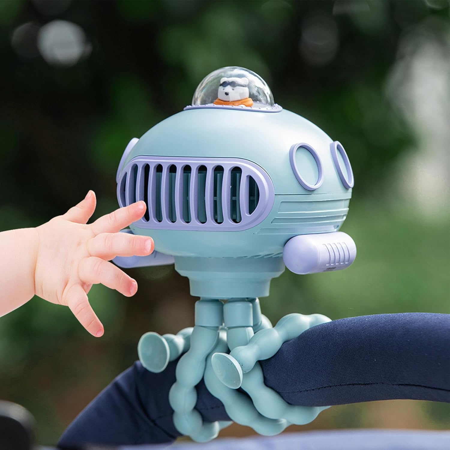 FTVOGUE Stroller Fan Quiet Cooling Clip On Fans Battery Operated Small Fan 3 Speeds Oscillating Personal Fans with Music Night Light for Car Seat Crib Treadmill Travel (Green)